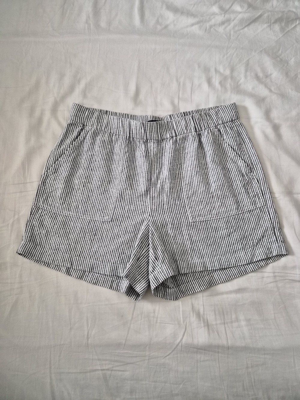 J. Crew Black & White Striped Elastic-Waist Women’s Shorts
